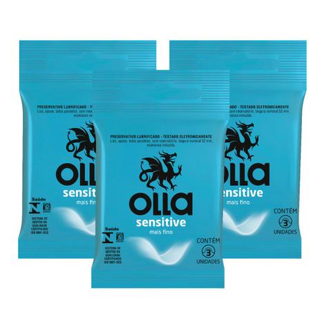 Kit Olla Preservativo Sensitive 3uni. Com 3 Packs Menor preço em Kit Olla Preservativo Sensitive 3uni. Com 3 Packs