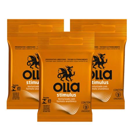 Kit Olla Preservativo Stimulus 3uni. Com 3 Packs Menor preço em Kit Olla Preservativo Stimulus 3uni. Com 3 Packs