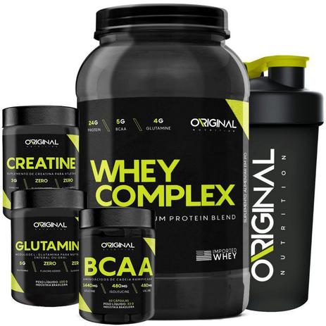 Kit ON Whey Complex + Bcaa + Glutamina + Creatina + Shaker - Original nutrition Menor preço em Kit ON Whey Complex + Bcaa + Glutamina + Creatina + Shaker - Original nutrition