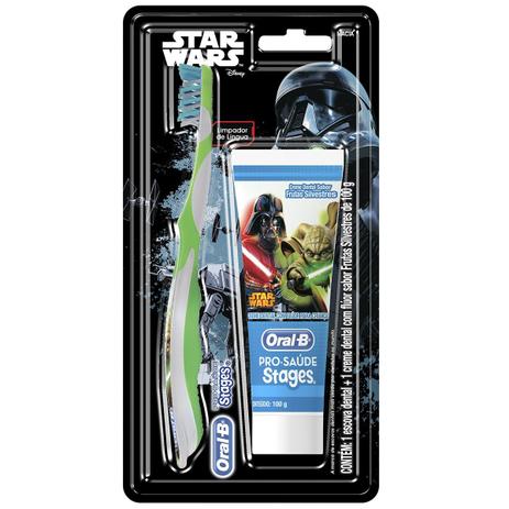 Kit Oral-B Escova Dental Stages + Creme Dental Star Wars - 75ml - Oral b Menor preço em Kit Oral-B Escova Dental Stages + Creme Dental Star Wars - 75ml - Oral b