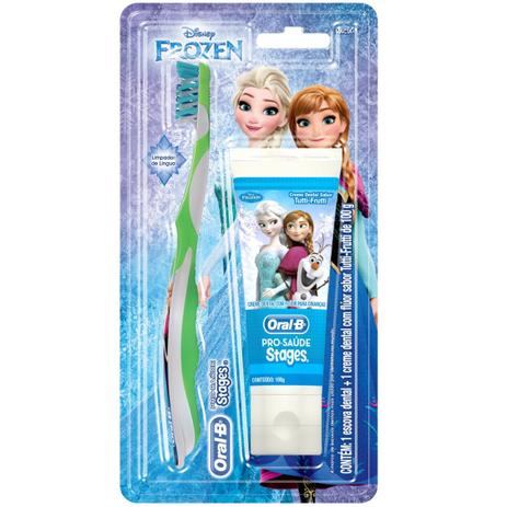 Kit Oral-B Stages Frozen Escova Dental + Creme Dental 100g - Oral b Menor preço em Kit Oral-B Stages Frozen Escova Dental + Creme Dental 100g - Oral b