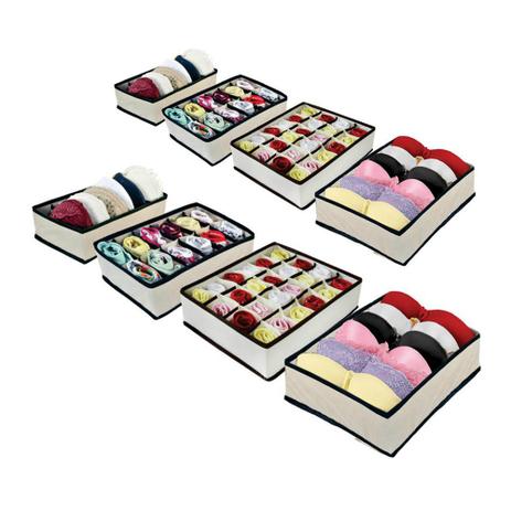 Kit Organizador de Gavetas (calcinhas, sutiãs, meias) com 8 peças - Vb Home Menor preço em Kit Organizador de Gavetas (calcinhas, sutiãs, meias) com 8 peças - Vb Home