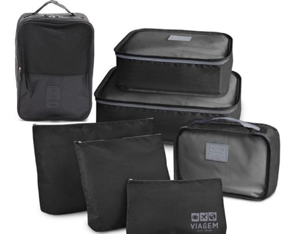 Kit Organizador Mala 6pçs + Necessaire Porta Sapato Viagem - Home Menor preço em Kit Organizador Mala 6pçs + Necessaire Porta Sapato Viagem - Home