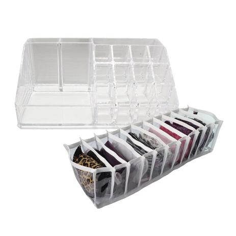 Kit Organizadores Acrílico 16 Divisórias + Organizador de Gavetas Colméia 11 Nichos 13x38 EGC1 - Dfs-ry Menor preço em Kit Organizadores Acrílico 16 Divisórias + Organizador de Gavetas Colméia 11 Nichos 13x38 EGC1 - Dfs-ry