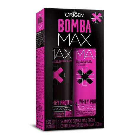 Kit Origem Shampoo + Condicionador Bomba Max Whey Protein 300Ml - Nazca Menor preço em Kit Origem Shampoo + Condicionador Bomba Max Whey Protein 300Ml - Nazca
