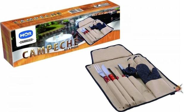 Kit p/ Churrasco 8 Pçs Campeche C/ Avental MOR Menor preço em Kit p/ Churrasco 8 Pçs Campeche C/ Avental MOR