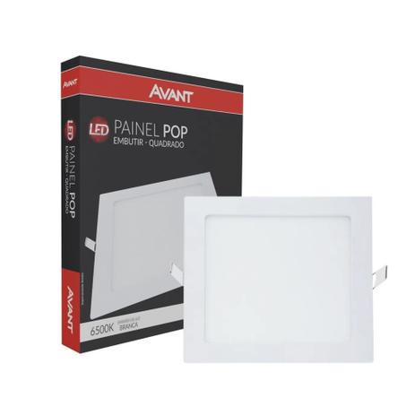 Kit Painel Plafon 12w Led Quadrado Embutir Branco Frio Avant 6500K Menor preço em Kit Painel Plafon 12w Led Quadrado Embutir Branco Frio Avant 6500K