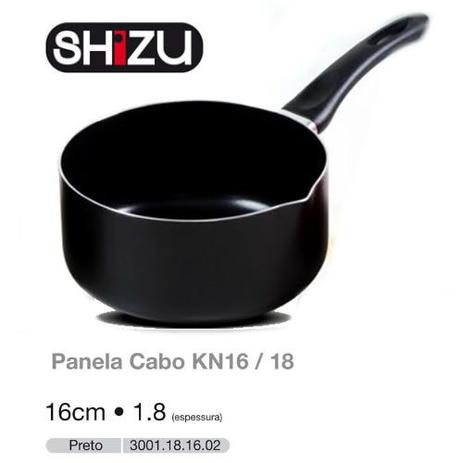 KIT Panela cabo Preta antiaderente 16cm - 1,8mm Shizu + Tampa Pegador preto 16cm Menor preço em KIT Panela cabo Preta antiaderente 16cm - 1,8mm Shizu + Tampa Pegador preto 16cm