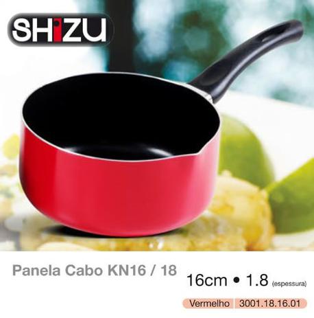 KIT Panela cabo vermelha antiaderente 16cm - 1,8mm Shizu + Tampa Pegador vermelho 16cm Menor preço em KIT Panela cabo vermelha antiaderente 16cm - 1,8mm Shizu + Tampa Pegador vermelho 16cm