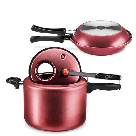 Kit Panela Pressão 10l Cereja e Omeleteira n 18 Cereja MTA Menor preço em Kit Panela Pressão 10l Cereja e Omeleteira n 18 Cereja MTA