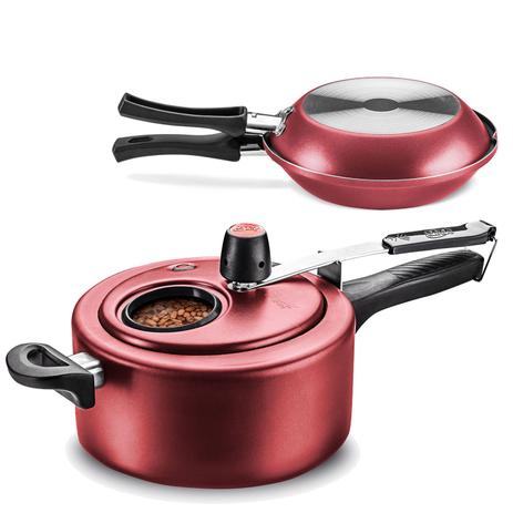 Kit Panela Pressão 3l Cereja e Omeleteira n 18 Cereja MTA Menor preço em Kit Panela Pressão 3l Cereja e Omeleteira n 18 Cereja MTA