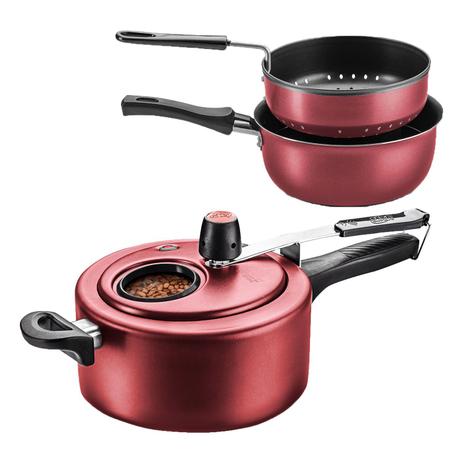 Kit Panela Pressão Cereja 10 Litros e Miojeira Cereja MTA Menor preço em Kit Panela Pressão Cereja 10 Litros e Miojeira Cereja MTA