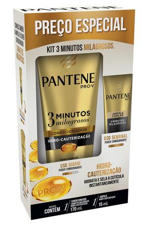 Kit Pantene 3 Minutos Milagrosos Hidro-Cauterização Condicionador 170ml + Ampola 15ml Menor preço em Kit Pantene 3 Minutos Milagrosos Hidro-Cauterização Condicionador 170ml + Ampola 15ml