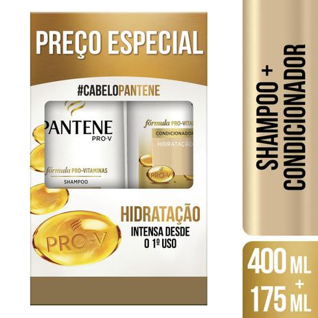Kit Pantene Hidratação Shampoo 400ml + Condicionador 175ml Menor preço em Kit Pantene Hidratação Shampoo 400ml + Condicionador 175ml