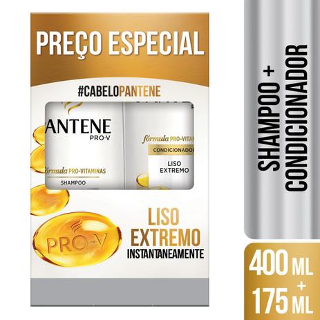 Kit Pantene Liso Extremo Shampoo 400ml + Condicionador 175ml Menor preço em Kit Pantene Liso Extremo Shampoo 400ml + Condicionador 175ml