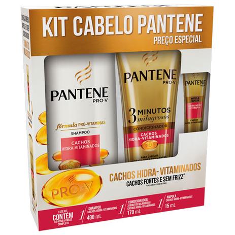 Kit Pantene Shampoo Cachos Hidra-Vitaminados + Condicionador 3 Minutos Milagrosos 170ml + Ampola 15ml Menor preço em Kit Pantene Shampoo Cachos Hidra-Vitaminados + Condicionador 3 Minutos Milagrosos 170ml + Ampola 15ml
