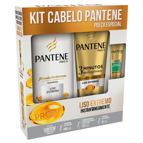 Kit Pantene Shampoo Liso Extremo 400ml + Condicionador 3 Minutos Milagrosos 170ml + Ampola 15ml Menor preço em Kit Pantene Shampoo Liso Extremo 400ml + Condicionador 3 Minutos Milagrosos 170ml + Ampola 15ml