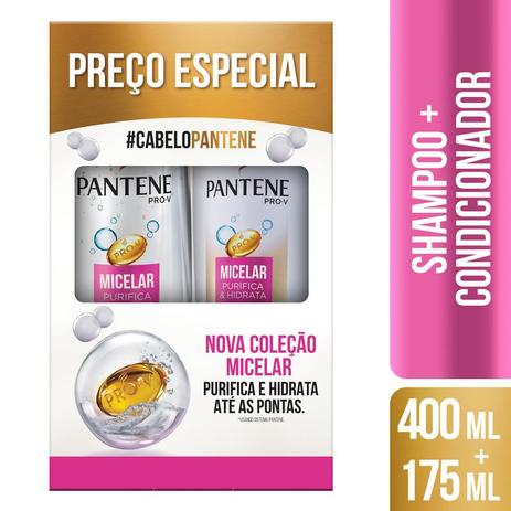 Kit Pantene Solução Micelar Shampoo 400ml + Condicionador 175ml Menor preço em Kit Pantene Solução Micelar Shampoo 400ml + Condicionador 175ml