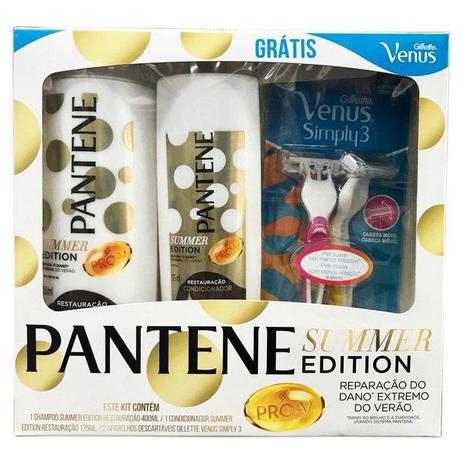 Kit Pantene Summer Edition Shampoo 400mL + Condicionador 175mL + Aparelho Venus Menor preço em Kit Pantene Summer Edition Shampoo 400mL + Condicionador 175mL + Aparelho Venus