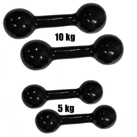 Kit Par Halteres 5kg + 10kg Cada Emborrachado na Cor Preto Mega Peso Menor preço em Kit Par Halteres 5kg + 10kg Cada Emborrachado na Cor Preto Mega Peso