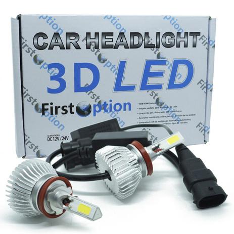 Kit Par Lâmpada Super Led Automotiva Farol Carro 3D H11 8000 Lumens 12V 24V First Option 6000K Menor preço em Kit Par Lâmpada Super Led Automotiva Farol Carro 3D H11 8000 Lumens 12V 24V First Option 6000K