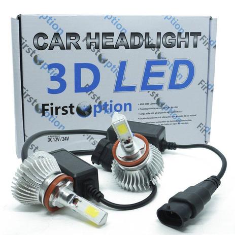 Kit Par Lâmpada Super Led Automotiva Farol Carro 3D H8 8000 Lumens 12V 24V First Option 6000K Menor preço em Kit Par Lâmpada Super Led Automotiva Farol Carro 3D H8 8000 Lumens 12V 24V First Option 6000K