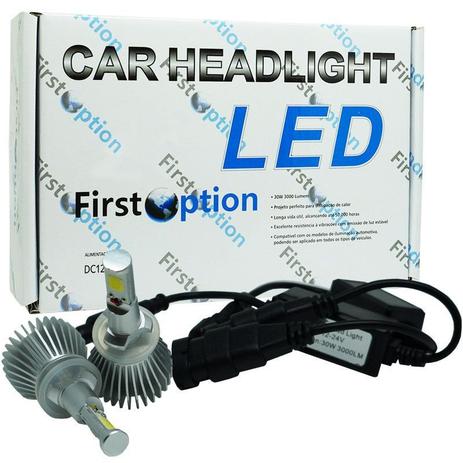 Kit Par Lâmpada Super Led Automotiva Farol Carro H27 6000 Lumens 12V 24V First Option 6000K Menor preço em Kit Par Lâmpada Super Led Automotiva Farol Carro H27 6000 Lumens 12V 24V First Option 6000K