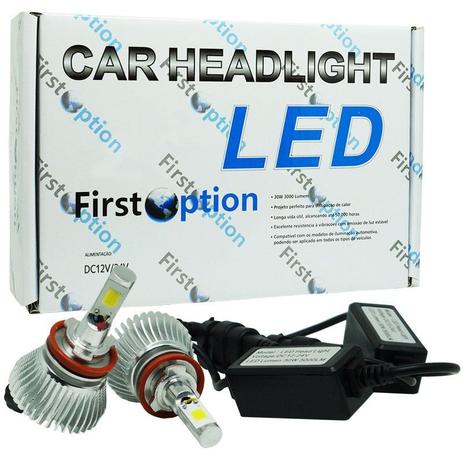 Kit Par Lâmpada Super Led Automotiva Farol Carro H8 6000 Lumens 12V 24V First Option 6000K Menor preço em Kit Par Lâmpada Super Led Automotiva Farol Carro H8 6000 Lumens 12V 24V First Option 6000K