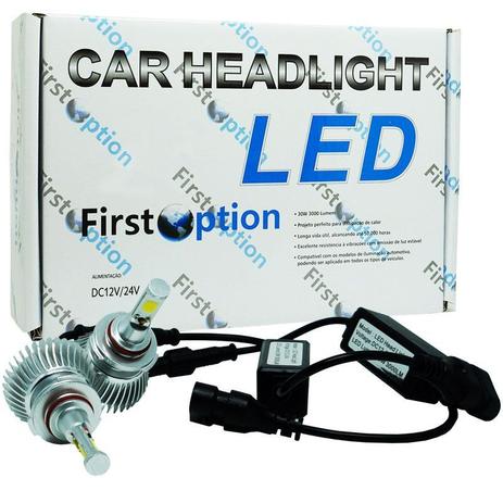 Kit Par Lâmpada Super Led Automotiva Farol Carro HB4 9006 6000 Lumens 12V 24V First Option 6000K Menor preço em Kit Par Lâmpada Super Led Automotiva Farol Carro HB4 9006 6000 Lumens 12V 24V First Option 6000K