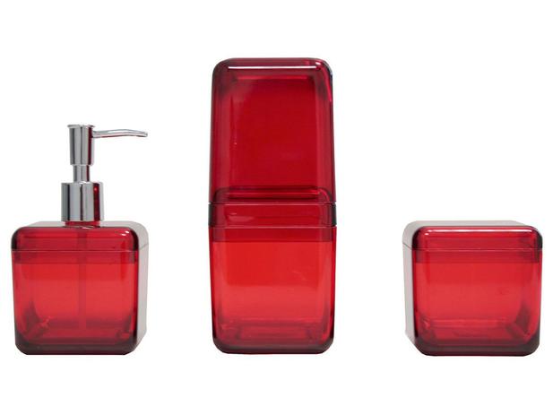 Kit para Banheiro 3 Peças Vermelho e Inox Coza - Cube 99216/4111 é boa?