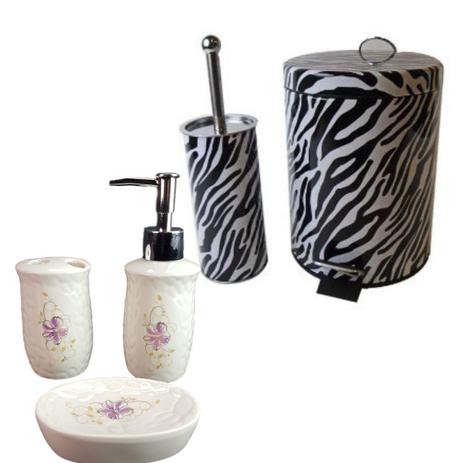 kit para banheiro com lixeira saboneteira porta escova - deca R01 - Wincy Menor preço em kit para banheiro com lixeira saboneteira porta escova - deca R01 - Wincy