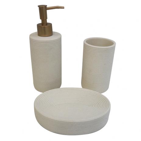 Kit para banheiro de resina 3 peças - branco - Btc Menor preço em Kit para banheiro de resina 3 peças - branco - Btc