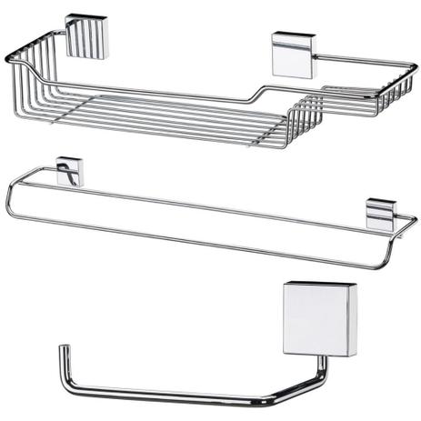 Kit Para Banheiro Em Aço Inox 3 Peças Fixação Parafuso - Future Menor preço em Kit Para Banheiro Em Aço Inox 3 Peças Fixação Parafuso - Future
