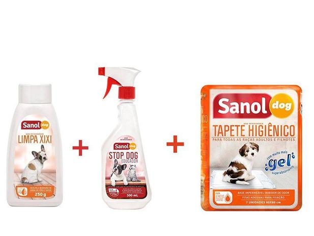 Kit para cães: Tapete Higiênico 7un, Stop Dog, Pipi Pode, Seca Xixi (Transforma xixi em pó) e Colônia Sanol Baby Menor preço em Kit para cães: Tapete Higiênico 7un, Stop Dog, Pipi Pode, Seca Xixi (Transforma xixi em pó) e Colônia Sanol Baby