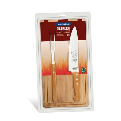 Kit Para Churrasco 3 Peças Tramontina Barbecue Set Madeira Natural é boa?