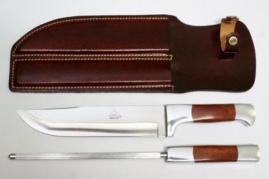 Kit para Churrasco Artesanal 8 Polegadas Faca e Chaira com Bainha em Couro - Inox barretos Menor preço em Kit para Churrasco Artesanal 8 Polegadas Faca e Chaira com Bainha em Couro - Inox barretos