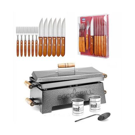 Kit para Churrasco Churrasqueira Ecológica Ecogrill + Faqueiro 12 Peças Mor Menor preço em Kit para Churrasco Churrasqueira Ecológica Ecogrill + Faqueiro 12 Peças Mor