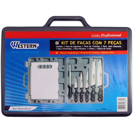 Kit para Churrasco de Facas Amolador e Tábua de Corte 7 Peças em Maleta para Transporte - Western - N-27 é boa?