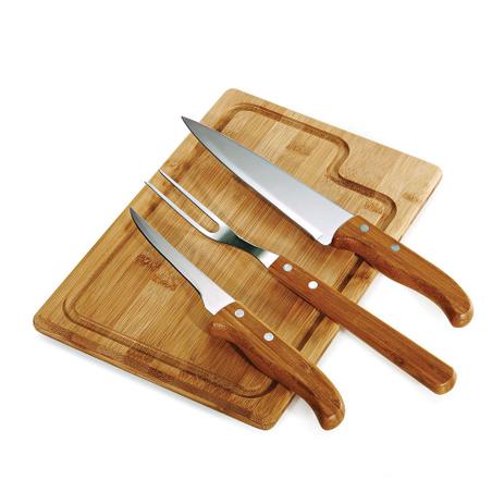 Kit para Churrasco em Bambu Inox Dallas 4 Peças v2 Welf Menor preço em Kit para Churrasco em Bambu Inox Dallas 4 Peças v2 Welf