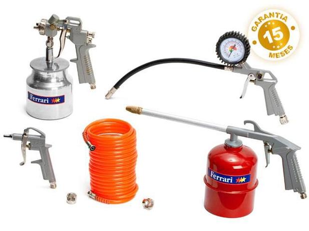Kit para Compressor de Ar Profissional 6 Peças - Ferrari Alumínio Menor preço em Kit para Compressor de Ar Profissional 6 Peças - Ferrari Alumínio