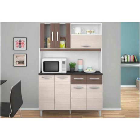 Kit para Cozinha Ellen 7 Portas Amêndoa com Capuccino - Poquema Menor preço em Kit para Cozinha Ellen 7 Portas Amêndoa com Capuccino - Poquema