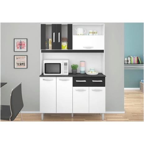 Kit para Cozinha Ellen 7 Portas Branco com Preto - Poquema Menor preço em Kit para Cozinha Ellen 7 Portas Branco com Preto - Poquema