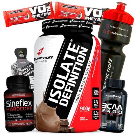 Kit para emagrecer definir perder peso - Sineflex hardcore Whey Isolado Bcaa Squeeze Barra Proteina - Body action é boa?