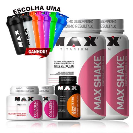 Kit Para Emagrecer Shake 2x Colageno + Termogenico - Max tianium Menor preço em Kit Para Emagrecer Shake 2x Colageno + Termogenico - Max tianium