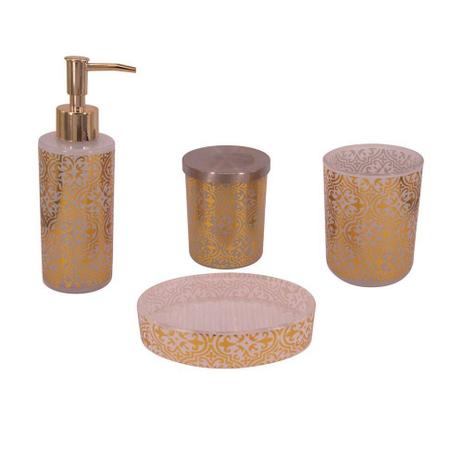 Kit para Lavabo de Vidro 4 peças Dourado - Decorafast Menor preço em Kit para Lavabo de Vidro 4 peças Dourado - Decorafast