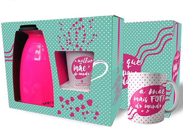 Kit Para Mães com Garrafa Térmica Rosa e Caneca Personalizada - Unitermi Menor preço em Kit Para Mães com Garrafa Térmica Rosa e Caneca Personalizada - Unitermi