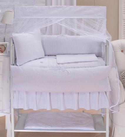 Kit para Mini Berço 9 peças Gota Branco - I9 baby Menor preço em Kit para Mini Berço 9 peças Gota Branco - I9 baby