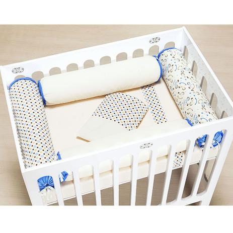 Kit para Mini Berço Rolinho Cavalinho Palha e Azul 06 Peças - Sônia enxovais Menor preço em Kit para Mini Berço Rolinho Cavalinho Palha e Azul 06 Peças - Sônia enxovais
