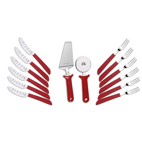 Menor preço em Kit para pizza 14 pcs vermelho tramontina
