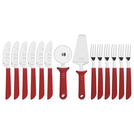 Kit Para Pizza Tramontina 25099722 Inox 14 Peças Vermelho Menor preço em Kit Para Pizza Tramontina 25099722 Inox 14 Peças Vermelho